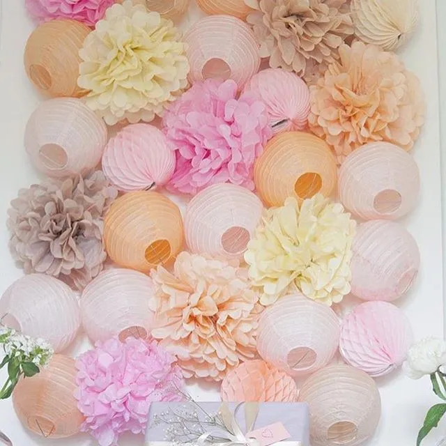 

party 15pcs 4,6,8 inches 10cm 15cm 20cm Tissue Paper Pom Poms Paper Flowers Ball pompom wedding Birthday Decoration Parties