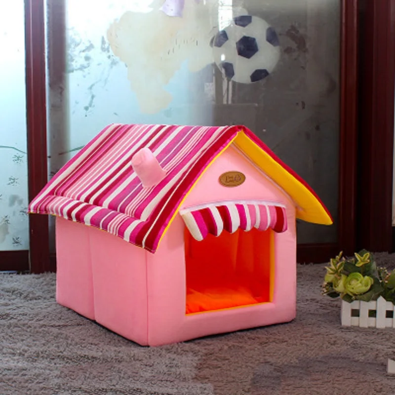 Удобная кровать для чихуахуа Dog House All Seasons желтая синяя розовая|Дома конуры и