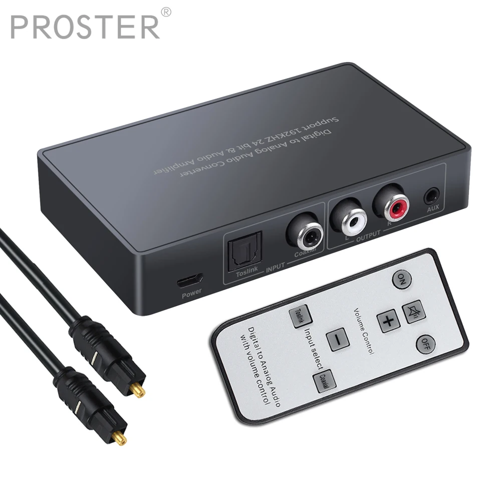 Proster Remote Control DAC Converter Digital to Analog Audio Converter Coaxial Toslink to Analog Stereo Support volume control
Proster Remote Control DAC Converter Digital to Analog Audio Converter Coaxial Toslink to Analog Stereo Support volume control