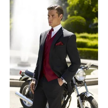 High Quality Cheap Grooms men suit Tuxedos new Custom Made Three Pieces Black Groomsmen Wear mens suits ( jacket+Pants+vest+tie)
High Quality Cheap Grooms men suit Tuxedos new Custom Made Three Pieces Black Groomsmen Wear mens suits ( jacket+Pants+vest+tie)