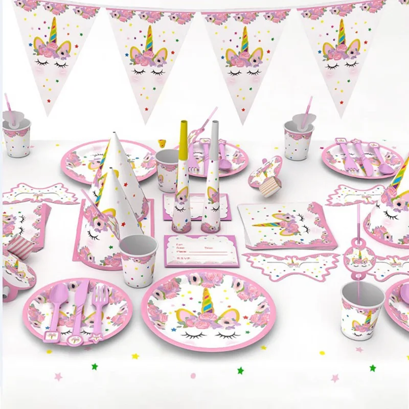 Unicorn Party Decoration Kit Plates Cups Napkins Table Cover Headband Baby Shower Birthday Decors Party Supplies
Unicorn Party Decoration Kit Plates Cups Napkins Table Cover Headband Baby Shower Birthday Decors Party Supplies