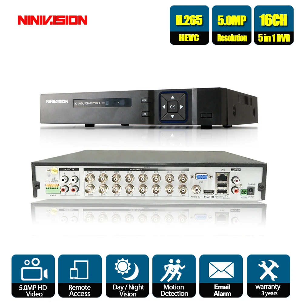 

H.265 5MP AHD DVR NVR XVR CCTV 4Ch 8Ch 16Ch 1080P 4MP 5MP Hybrid Security DVR Recorder Camera Onvif RS485 Coxial Control P2P