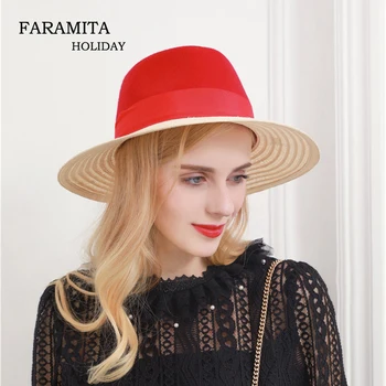 Faramita Holiday Red Straw+wool Joint Natural Wide Brim Hat Women Elegant Cowboy Casual Ladies Travel Outdoor Novelty Hats Cap
Faramita Holiday Red Straw+wool Joint Natural Wide Brim Hat Women Elegant Cowboy Casual Ladies Travel Outdoor Novelty Hats Cap