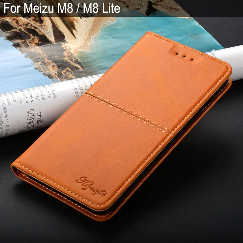 Чехол для Meizu M8 Lite роскошный винтажный кожаный флип-чехол чехол с подставкой и