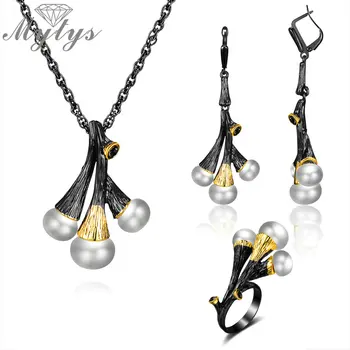 Mytys Vintage Black Gun Jewelry Set Fashion Women Pearl Pendant Necklace Earring Ring Neo-Gothic Costume Jewelry Collier Bijoux
Mytys Vintage Black Gun Jewelry Set Fashion Women Pearl Pendant Necklace Earring Ring Neo-Gothic Costume Jewelry Collier Bijoux