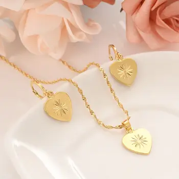 NEW HOT Romantic Heart sunflower Pendant Necklace chain Earrings sets Jewelry 14 k Real Fine Gold GF Bead Necklaces Sets Women
NEW HOT Romantic Heart sunflower Pendant Necklace chain Earrings sets Jewelry 14 k Real Fine Gold GF Bead Necklaces Sets Women