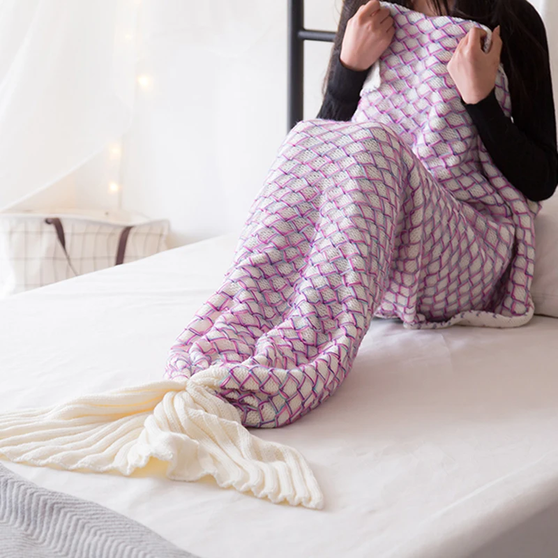 Multicolored fish scales knitted mermaid tail blanket Cashmere-Like TV Sofa Tail Handmade Crochet Blanket Wrap Lov
Multicolored fish scales knitted mermaid tail blanket Cashmere-Like TV Sofa Tail Handmade Crochet Blanket Wrap Lov