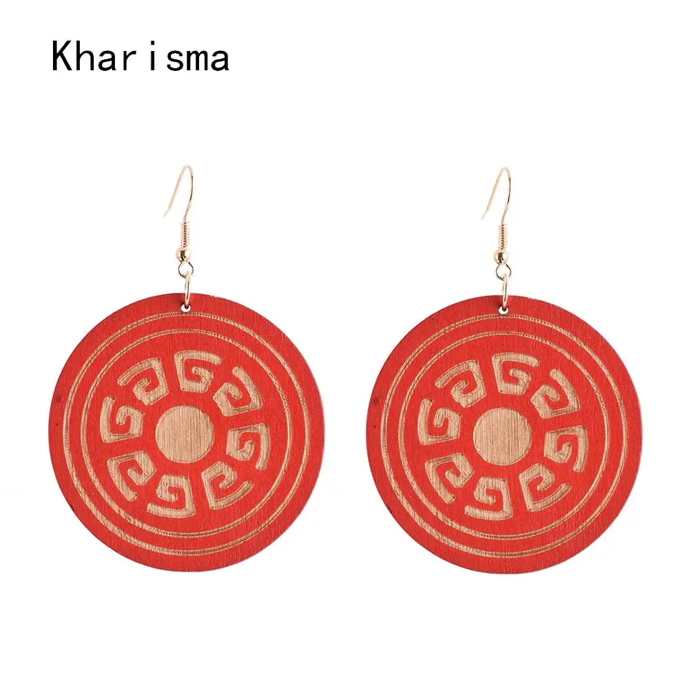 KHARISMA Personality Red Black China Style Drop Earrings For Women Vintage Ethnic African Indian Round Wooden Pendant Earrings
KHARISMA Personality Red Black China Style Drop Earrings For Women Vintage Ethnic African Indian Round Wooden Pendant Earrings
