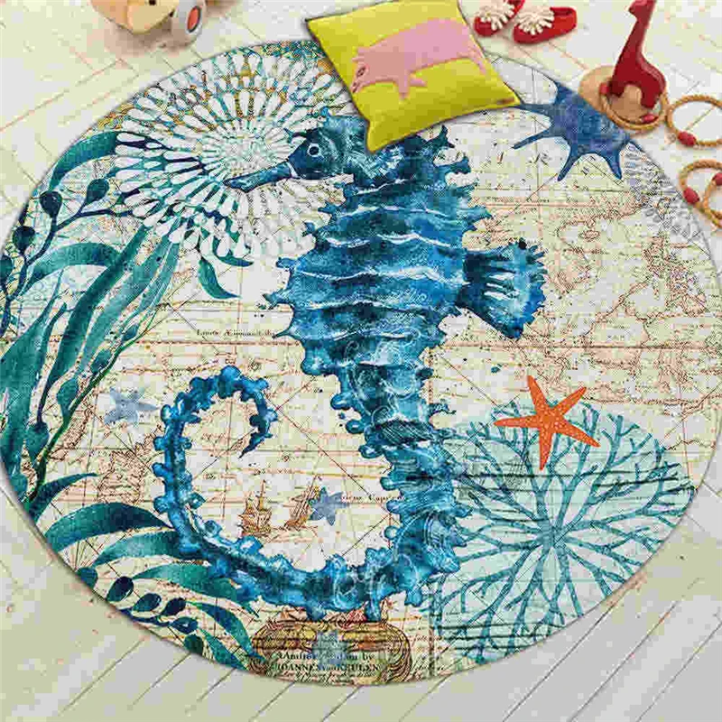 Coral-Velvet-Computer-Chair-Floor-Mat-Sea-Turtle-Octopus-Printed-Round-Carpet-for-Children-Bedroom-Play (1)