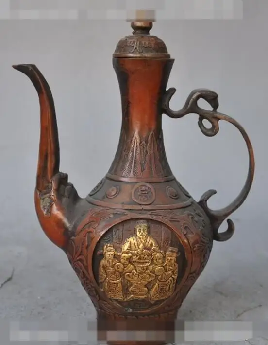 S02806 Chinese bronze copper gilt dragon phoenix bird jambhala god Wine Tea Pot statue (B0413)
S02806 Chinese bronze copper gilt dragon phoenix bird jambhala god Wine Tea Pot statue (B0413)