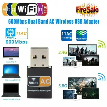 802.11ac AC600 USB WiFi Wireless Adapter Dongle For PC Laptop WPS 5GHz Dual Band
802.11ac AC600 USB WiFi Wireless Adapter Dongle For PC Laptop WPS 5GHz Dual Band
