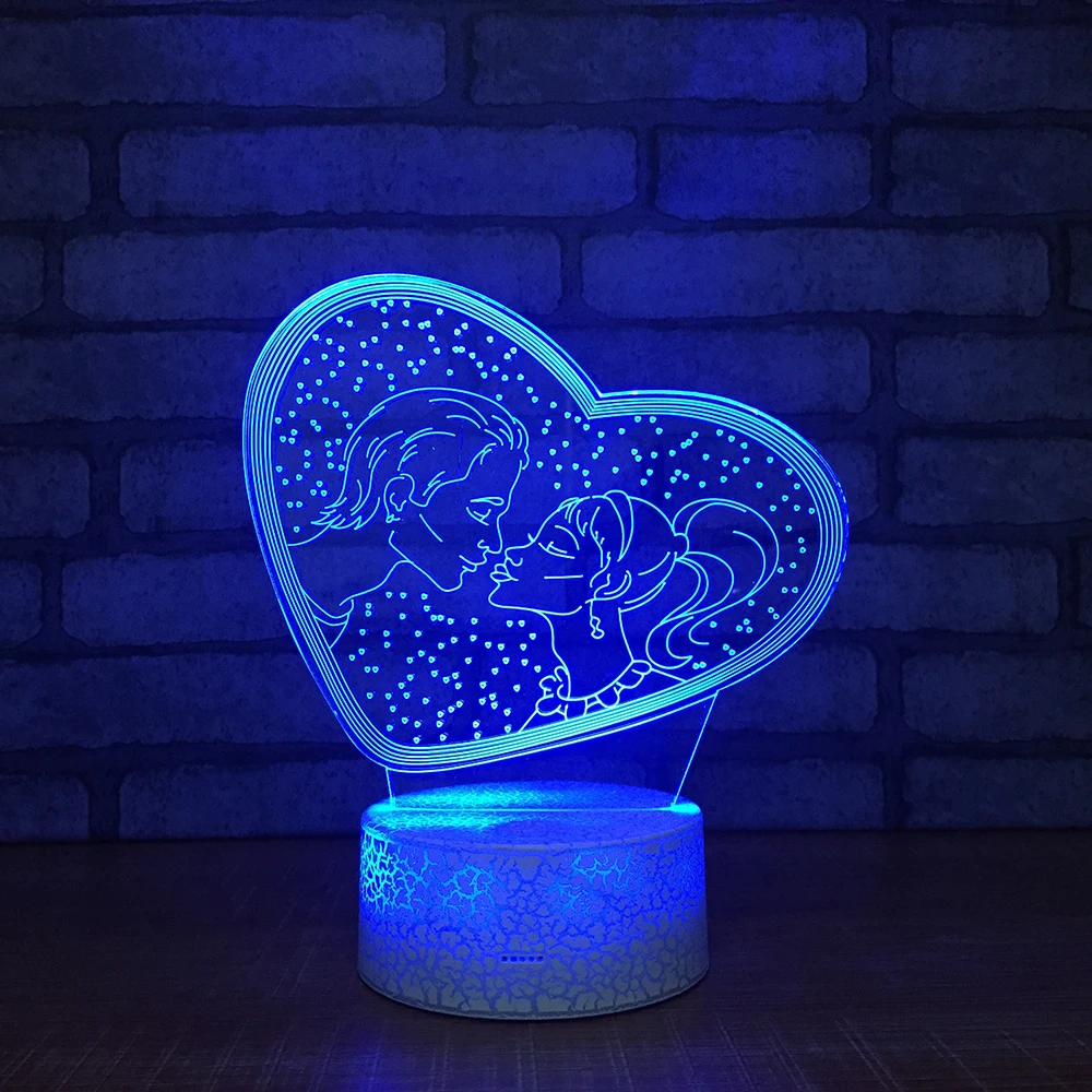 Are you heart3D Night Light Creative Illusion 3d Lamp LED 7 Color changing Table Desk For Children Xmas Gift | Освещение