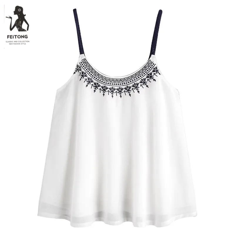 Feitong Embroidered Blouses Shirt Blusa Camisa Bordada Sleeveless Elegant Party Chiffon Tops Women's Blouse Embroidery Top Femme
Feitong Embroidered Blouses Shirt Blusa Camisa Bordada Sleeveless Elegant Party Chiffon Tops Women's Blouse Embroidery Top Femme