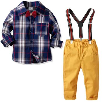 Boy's Clothing Set 2-10 Y Spring Autumn Plaid Shirt & Elastic Long Bib Pant & Bow Tie Kids Cotton Fashion Gentleman Shirt Suits
Boy's Clothing Set 2-10 Y Spring Autumn Plaid Shirt & Elastic Long Bib Pant & Bow Tie Kids Cotton Fashion Gentleman Shirt Suits