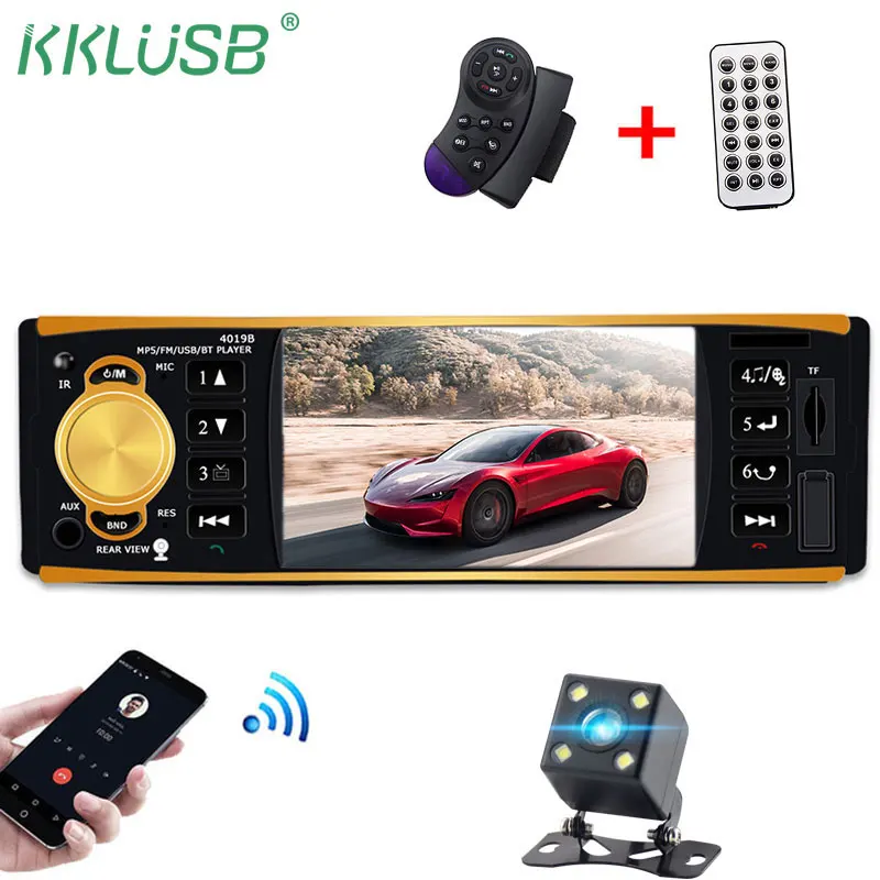 Autoradio 4019B 1 Din Car Radio 12V Audio Stereo FM Radio Station Bluetooth MP5 Player Rear View Camera Remote Control
Autoradio 4019B 1 Din Car Radio 12V Audio Stereo FM Radio Station Bluetooth MP5 Player Rear View Camera Remote Control