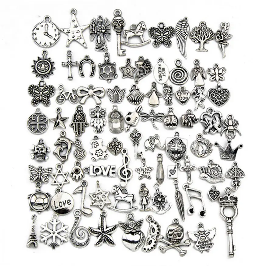 80pcs Tibetan Silver Bracelet Accessories Pendant Charms Jewelry Findings Making Retro Bracelet Necklace Jewelry Making Supplies
80pcs Tibetan Silver Bracelet Accessories Pendant Charms Jewelry Findings Making Retro Bracelet Necklace Jewelry Making Supplies