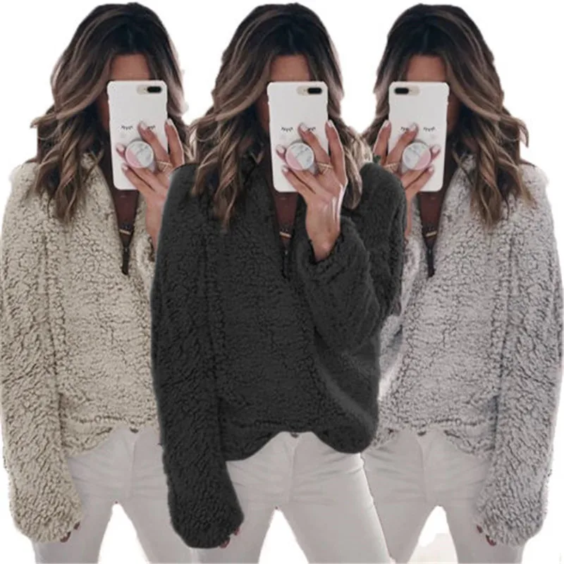Women Autumn Winter Warm Hoodies Long Sleeve Casual Front Zipper Sweatshirt Ladies Pure Color Fluffy Fur Tops Pullover Hoodies
Women Autumn Winter Warm Hoodies Long Sleeve Casual Front Zipper Sweatshirt Ladies Pure Color Fluffy Fur Tops Pullover Hoodies