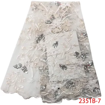 Hot Selling African Sequins French Lace Fabric Nigerian Guipure White Wedding Dress With Beads For Nigerian Ladies L2351B-7
Hot Selling African Sequins French Lace Fabric Nigerian Guipure White Wedding Dress With Beads For Nigerian Ladies L2351B-7