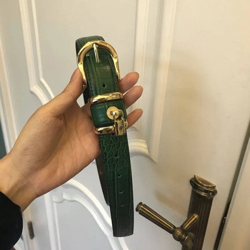 Women Vintage Crocodile Pattern Vacuum Plating Buckle Lock Belts Fashion Jeans Dress Split Leather Belt Green Jc3202
Women Vintage Crocodile Pattern Vacuum Plating Buckle Lock Belts Fashion Jeans Dress Split Leather Belt Green Jc3202