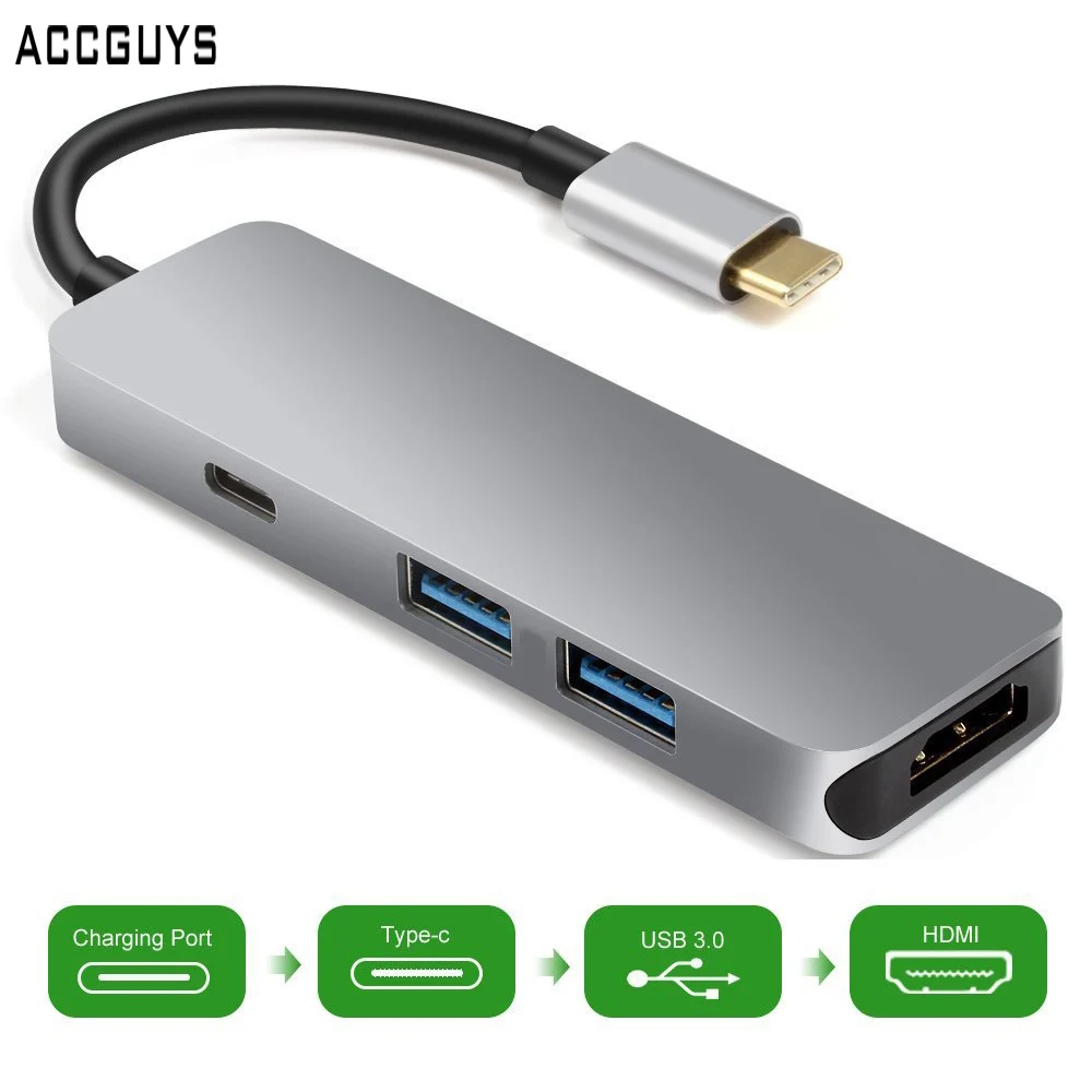 ACCGUYS 4 in 1 Multifunction Type C HUB 4K x 2K to HDMI USB 3.0 USB C Adapter Converter PD Charging USB-C Hub for Mackbook Dell
ACCGUYS 4 in 1 Multifunction Type C HUB 4K x 2K to HDMI USB 3.0 USB C Adapter Converter PD Charging USB-C Hub for Mackbook Dell