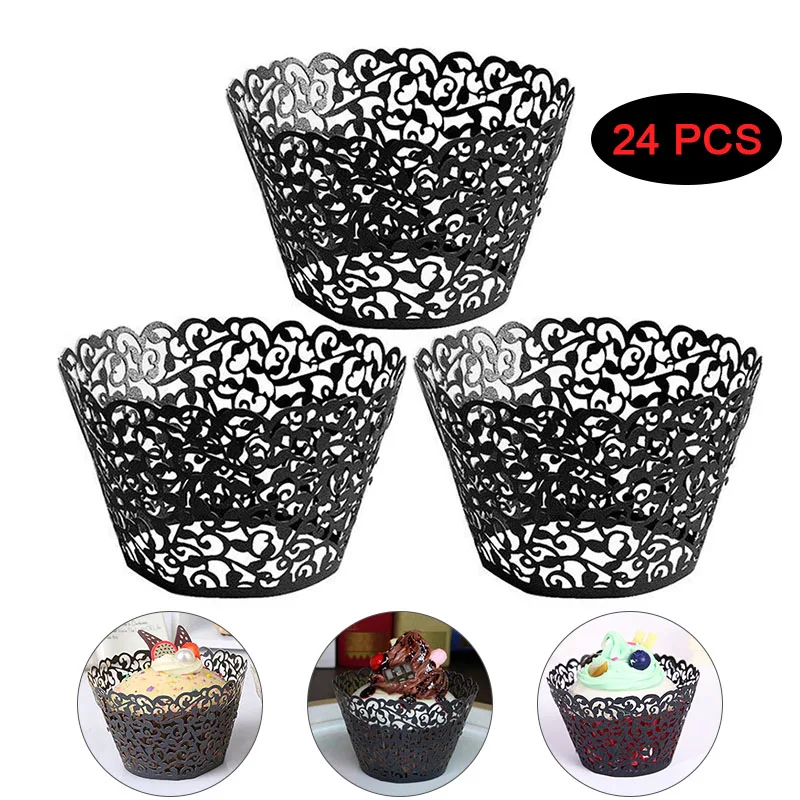 24 Pcs Black Cupcake Wrapper Filigree Little Vine Lace Liner Baking Cup Muffin Case Trays Wraps can CSV
24 Pcs Black Cupcake Wrapper Filigree Little Vine Lace Liner Baking Cup Muffin Case Trays Wraps can CSV