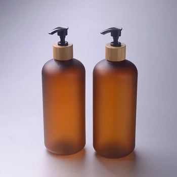 Cosmetic 250ml frosted amber/clear plastic shampoo bottle with bamboo lotion pump cap skin care cream/Shower Gel/Body lotion
Cosmetic 250ml frosted amber/clear plastic shampoo bottle with bamboo lotion pump cap skin care cream/Shower Gel/Body lotion