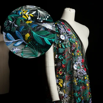 Fashion butterfly and leaves embroidery lace black mesh fabric, sewing for dress, skirt, wedding, dancing, craft by the yard 
Fashion butterfly and leaves embroidery lace black mesh fabric, sewing for dress, skirt, wedding, dancing, craft by the yard