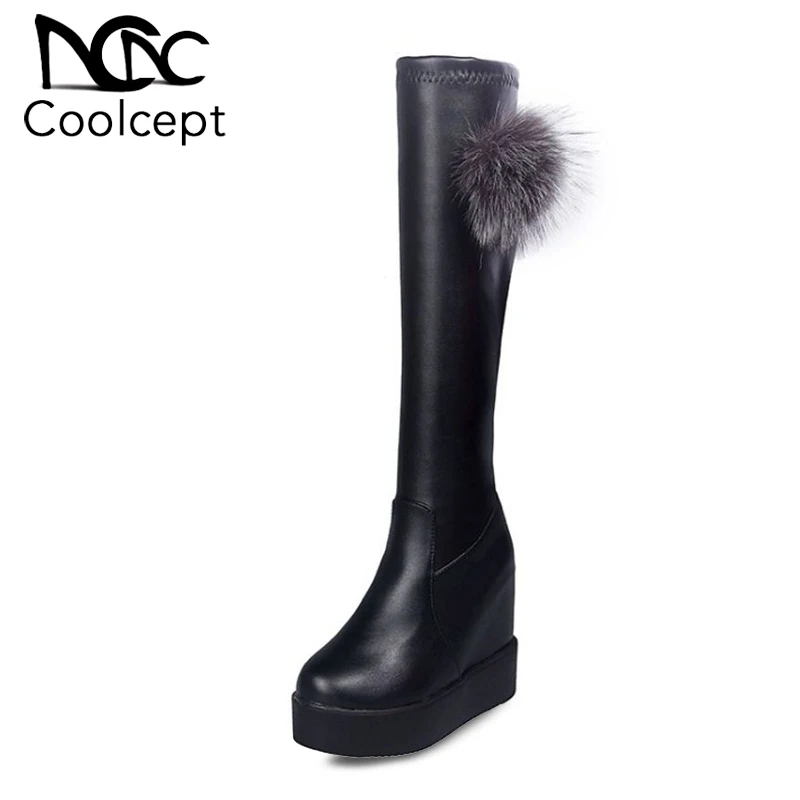 Coolcept Black Long Boots Women Thick Sole Slip On Solid Color Height Increasing Shoes Sexy Women Knee High Boots Size 35-39
Coolcept Black Long Boots Women Thick Sole Slip On Solid Color Height Increasing Shoes Sexy Women Knee High Boots Size 35-39