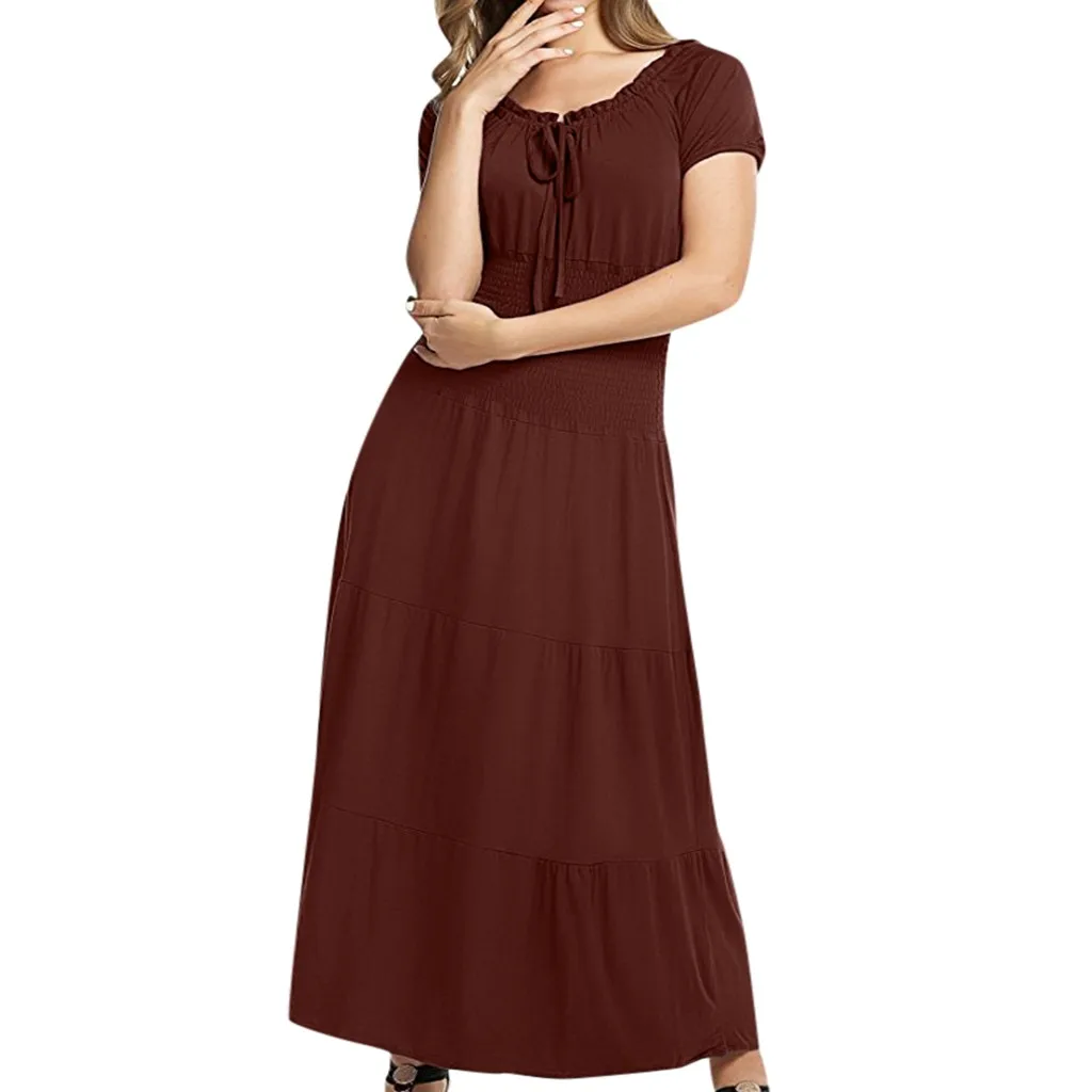 2019 New Stylish Robe Women Lady's Summer Solid Color Bodycon Short Sleeve With Belt Beach Long Dress Robe de mode pour dames
2019 New Stylish Robe Women Lady's Summer Solid Color Bodycon Short Sleeve With Belt Beach Long Dress Robe de mode pour dames