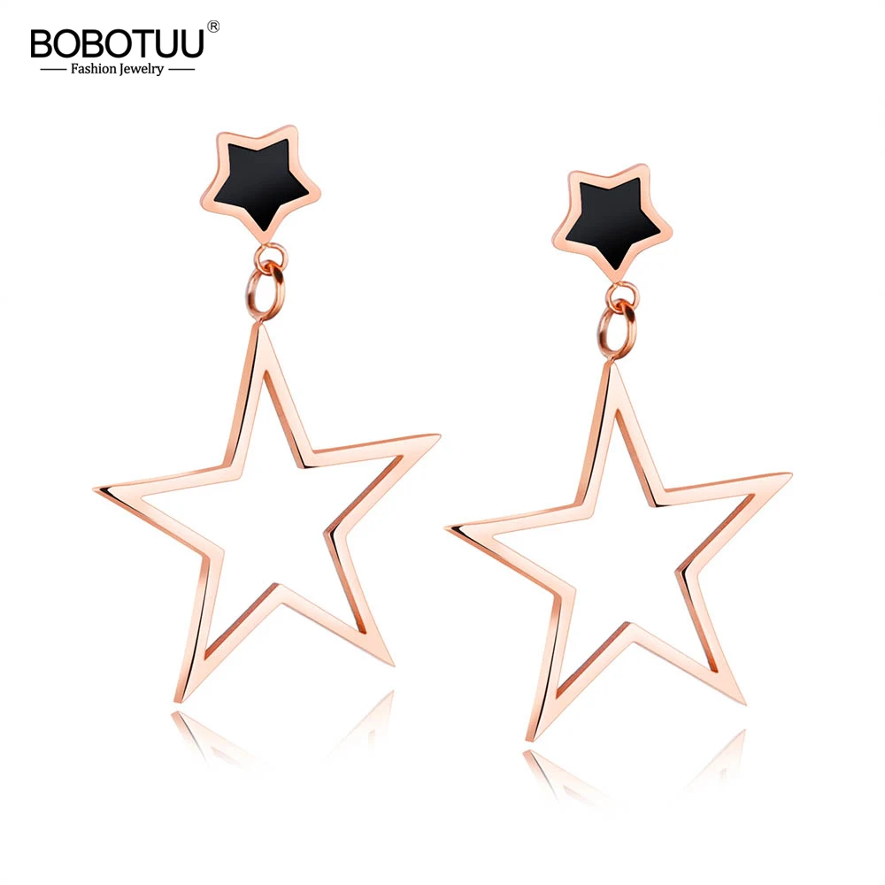 BOBOTUU Titanium Steel Double Five-pointed Star Stud Earrings Rose Gold Birthday Earrings Jewelry For Women Cluaise BOGE396
BOBOTUU Titanium Steel Double Five-pointed Star Stud Earrings Rose Gold Birthday Earrings Jewelry For Women Cluaise BOGE396
