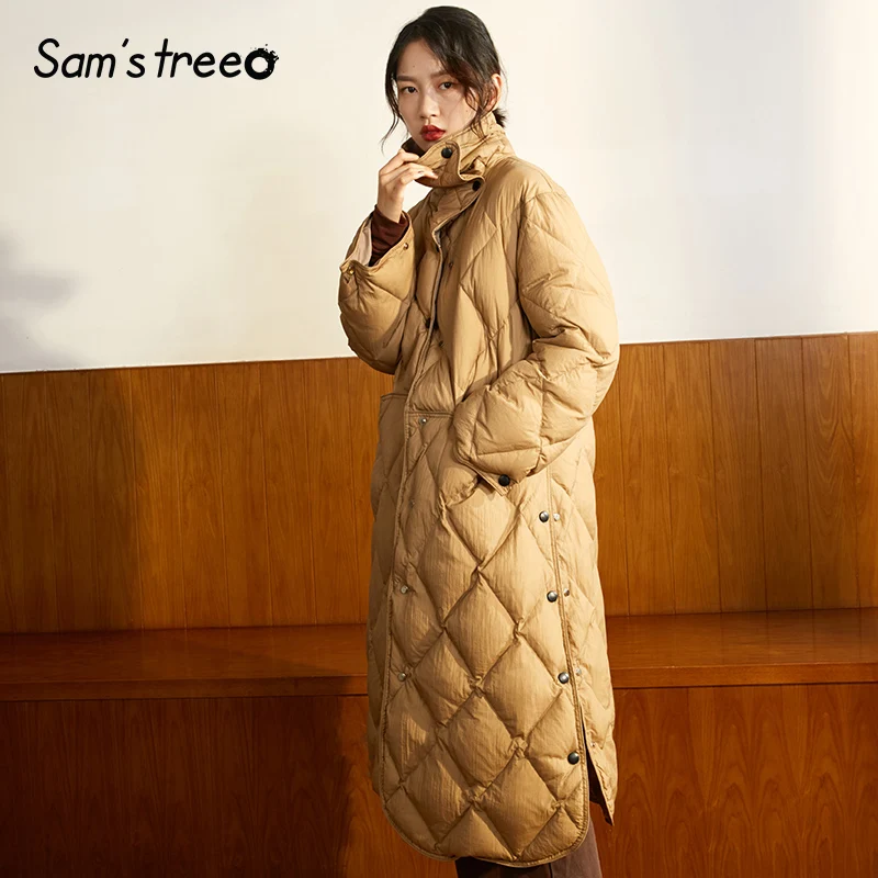 Samstree Long Thick Women Winter Down Coats Rhombus Side Slit Long Jacket Turn-down Collar Button Female Parka Coat Snow Outwear 
Samstree Long Thick Women Winter Down Coats Rhombus Side Slit Long Jacket Turn-down Collar Button Female Parka Coat Snow Outwear