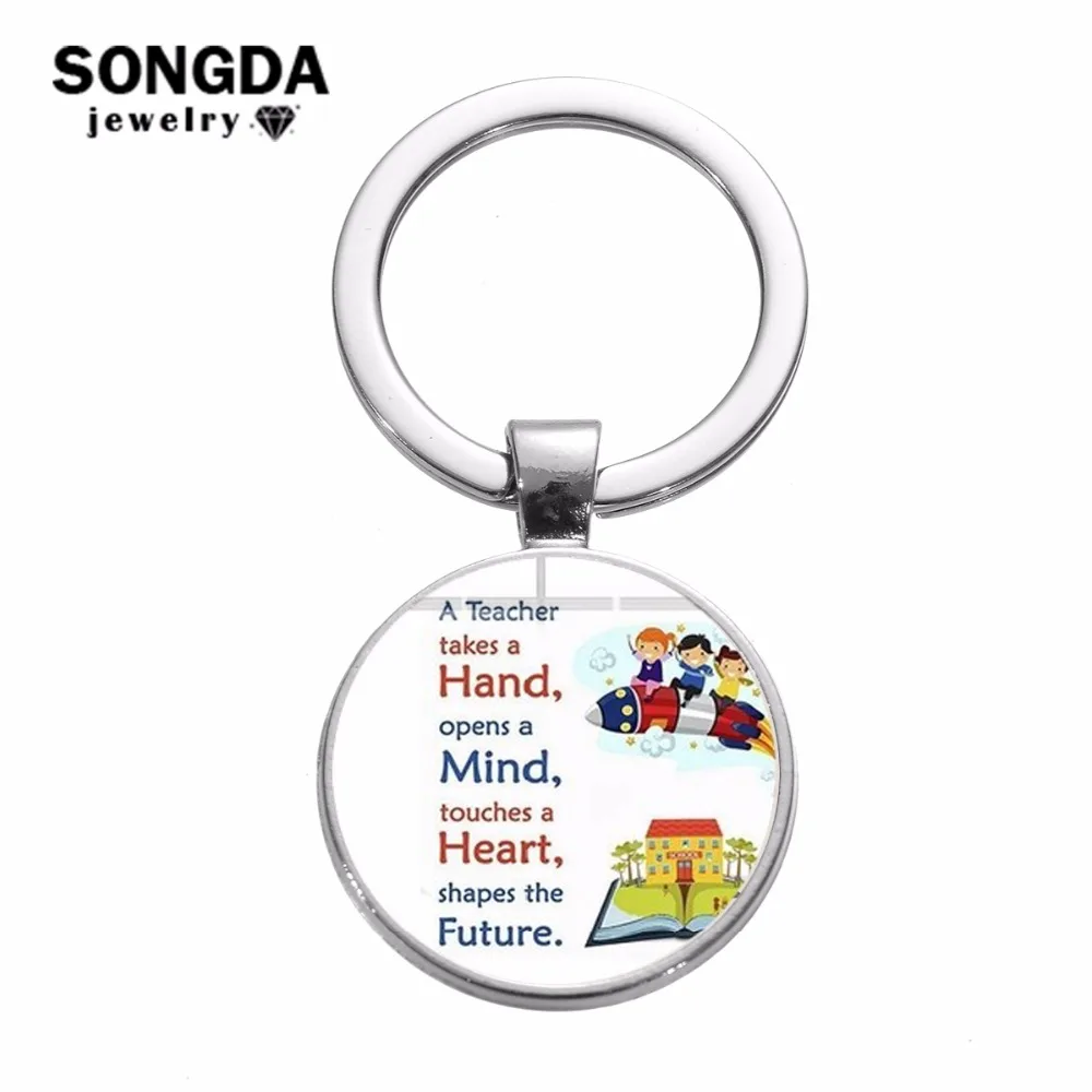 SONGDA Hot Great Teacher Keychain Fashion Silver Color Glass Cabochon Metal Key Chain Ring Holer Teachers Gift Men Women Jewelry
SONGDA Hot Great Teacher Keychain Fashion Silver Color Glass Cabochon Metal Key Chain Ring Holer Teachers Gift Men Women Jewelry