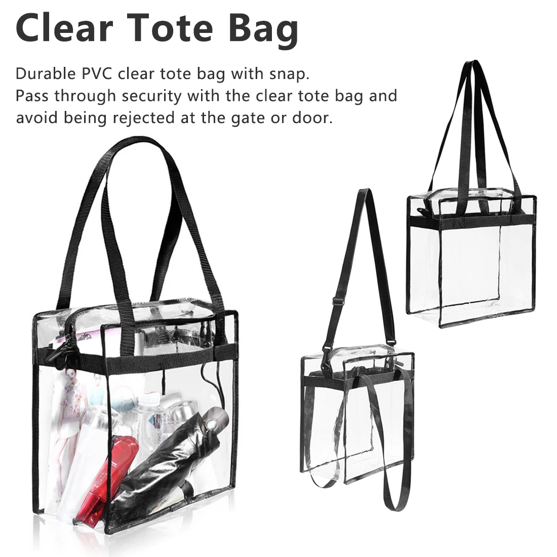 1pc Clear Storage Bags Tote Bag PVC Transparent Shopping Bag Shoulder Handbag Stadium Approved Environmentally Storage Bags
1pc Clear Storage Bags Tote Bag PVC Transparent Shopping Bag Shoulder Handbag Stadium Approved Environmentally Storage Bags
