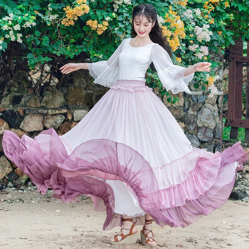 Free Shipping 2019 New Boshow Long Maxi Women Chiffon Skirts Ruffle Layered Elastic Waist Ball Gown Whiet And Pink Skirts 
Free Shipping 2019 New Boshow Long Maxi Women Chiffon Skirts Ruffle Layered Elastic Waist Ball Gown Whiet And Pink Skirts