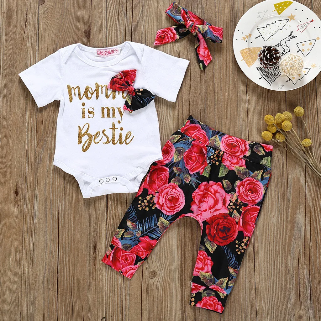 Kid Toddler Infant Baby Boy Girl Letter Romper+Print Pants+Hairband Outfits Set kids fashion girls 2019 boutique kids clothing
Kid Toddler Infant Baby Boy Girl Letter Romper+Print Pants+Hairband Outfits Set kids fashion girls 2019 boutique kids clothing
