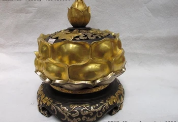 Tibet Pure Bronze Copper 24K Gold Silver-Gilt Lotus Flower Incense Burner Censer
Tibet Pure Bronze Copper 24K Gold Silver-Gilt Lotus Flower Incense Burner Censer