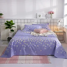 Drap plat fantaisie imprimé violet 100% drap de lit en coton pour enfant enfants adultes double Queen King Size housse de protection de matelas(China)