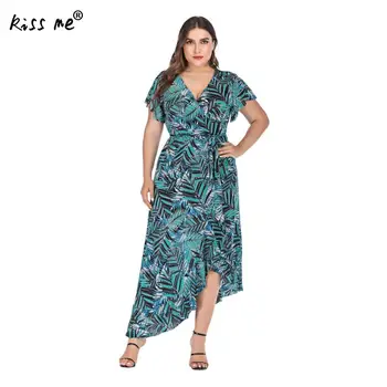 Summer African Style Beach Dress Plus Size Dress Irregular Deep V Floral Print Leaf Pattern Instagram Dresses Female Robe 
Summer African Style Beach Dress Plus Size Dress Irregular Deep V Floral Print Leaf Pattern Instagram Dresses Female Robe