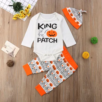 2018 3PCS Newborn Baby Boy Pumpkin Tops Romper+Pants Hat Halloween Outfit Clothes Set Casual Long Sleeve Cotton Clothing 0-18M
2018 3PCS Newborn Baby Boy Pumpkin Tops Romper+Pants Hat Halloween Outfit Clothes Set Casual Long Sleeve Cotton Clothing 0-18M