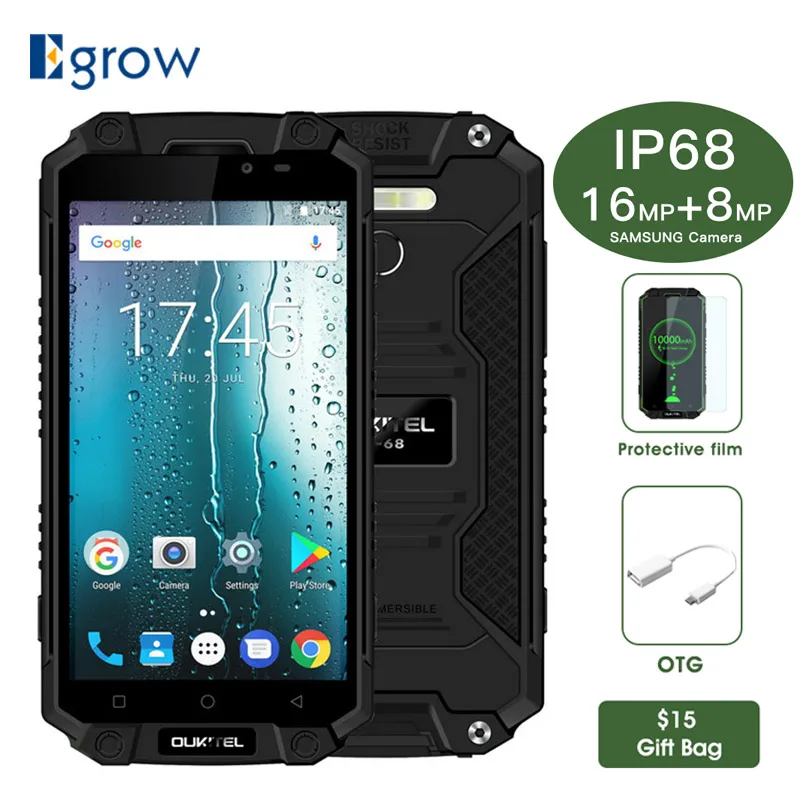 Oukitel k10000 Max IP68 Водонепроницаемый Смартфон Android 7 0 10000 mAh MTK6753 Octa Core 5 "3g Оперативная