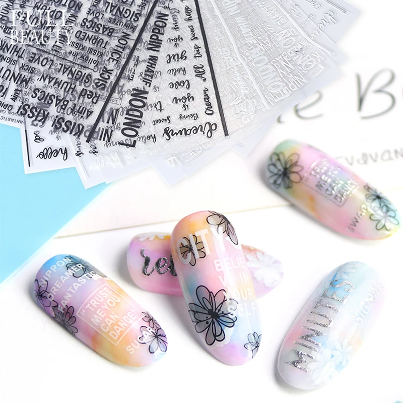 1pcs 3D Nail Sticker Black White Silver English Letter Simple Pattern Adhesive Charms Foils for Nail Art Decorations CHCB122-124
1pcs 3D Nail Sticker Black White Silver English Letter Simple Pattern Adhesive Charms Foils for Nail Art Decorations CHCB122-124