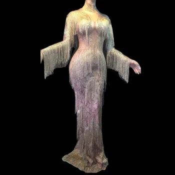 Stage Costume Women Singer Evening Performance Tassel Long Dress Festival Clothing Rhinestones Fringes Celebrity Dresses DT976
Stage Costume Women Singer Evening Performance Tassel Long Dress Festival Clothing Rhinestones Fringes Celebrity Dresses DT976