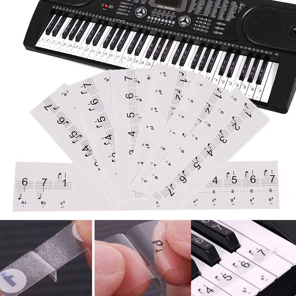 Newly Transparent Piano Stickers Music Keyboard Key Note Labels 54 61 88 Keyboards | Спорт и развлечения
