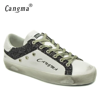 CANGMA White Sneakers Women Casual Shoes Hot Sale Old Skool Genuine Leather Black Glitter Flats Female Shoes Social Footwear
CANGMA White Sneakers Women Casual Shoes Hot Sale Old Skool Genuine Leather Black Glitter Flats Female Shoes Social Footwear