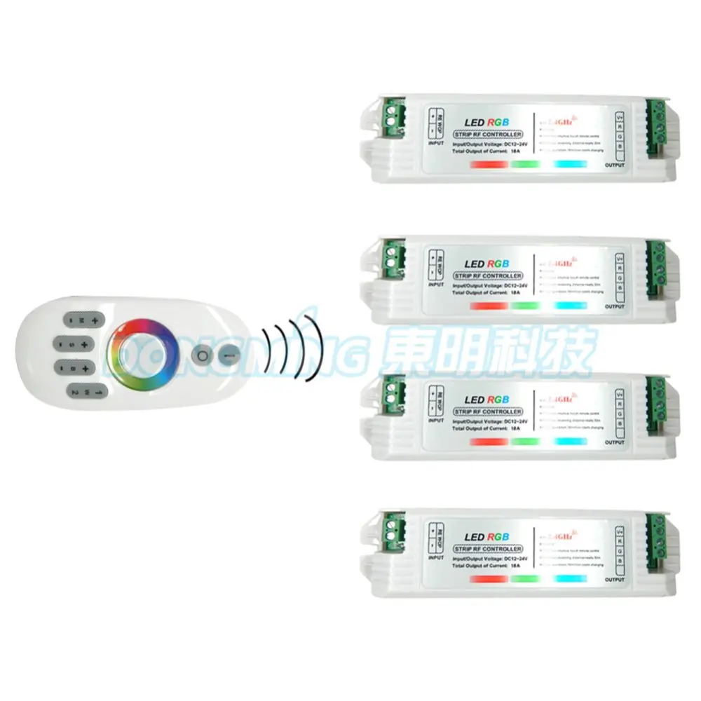 1pcs Remote+4x RGB Controller 2.4G 4-Zone Wireless RF led controller rgb Touch Remote for LED Strip | Лампы и освещение