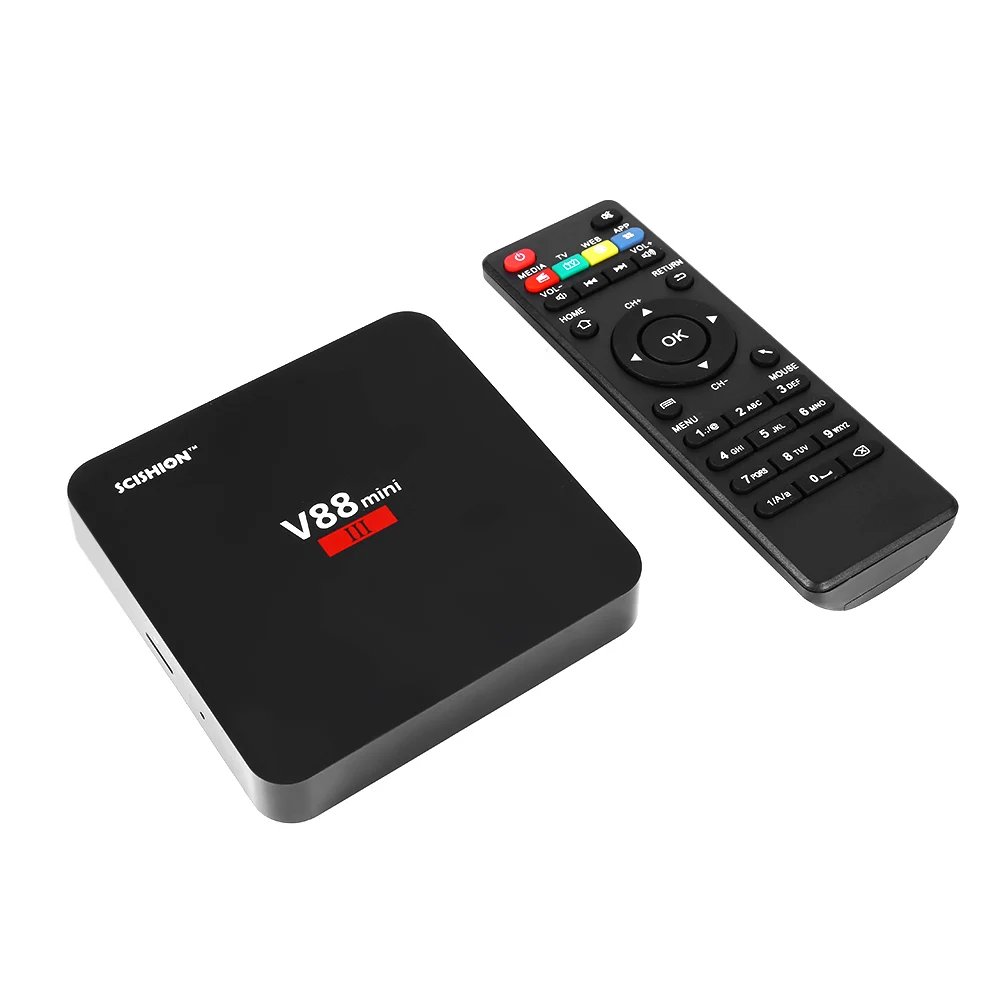 SCISHION V88 Mini III TV Box 2.4GHz WiFi Android 7.1 Support 4K 2 RAM 8 ROM Mini PC WiFi & LAN 4K DLNA Miracast H.265 Media Play
SCISHION V88 Mini III TV Box 2.4GHz WiFi Android 7.1 Support 4K 2 RAM 8 ROM Mini PC WiFi & LAN 4K DLNA Miracast H.265 Media Play