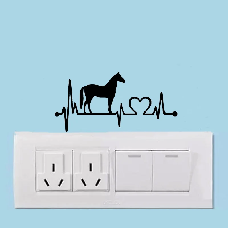 

Horse And Electrocardiogram Creative Vinyl Switch Sticker Personality Removable Wall Sticker 2WS0204