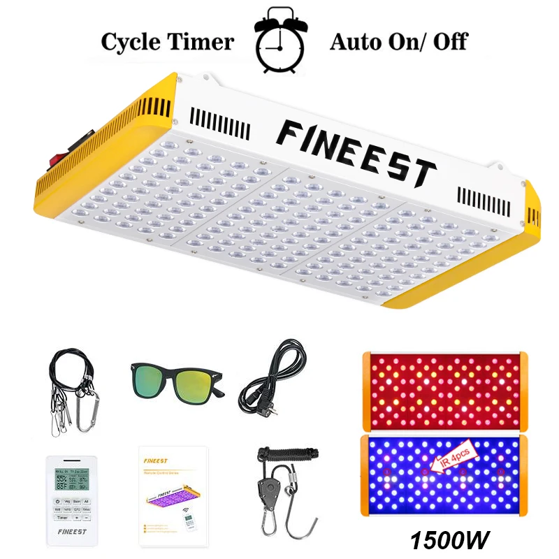 FINEEST Led Grow Light Full Spectrum 1500W Remote Control Timer Veg Bloom for Indoor Plants lamp for seedlings flower plants
FINEEST Led Grow Light Full Spectrum 1500W Remote Control Timer Veg Bloom for Indoor Plants lamp for seedlings flower plants