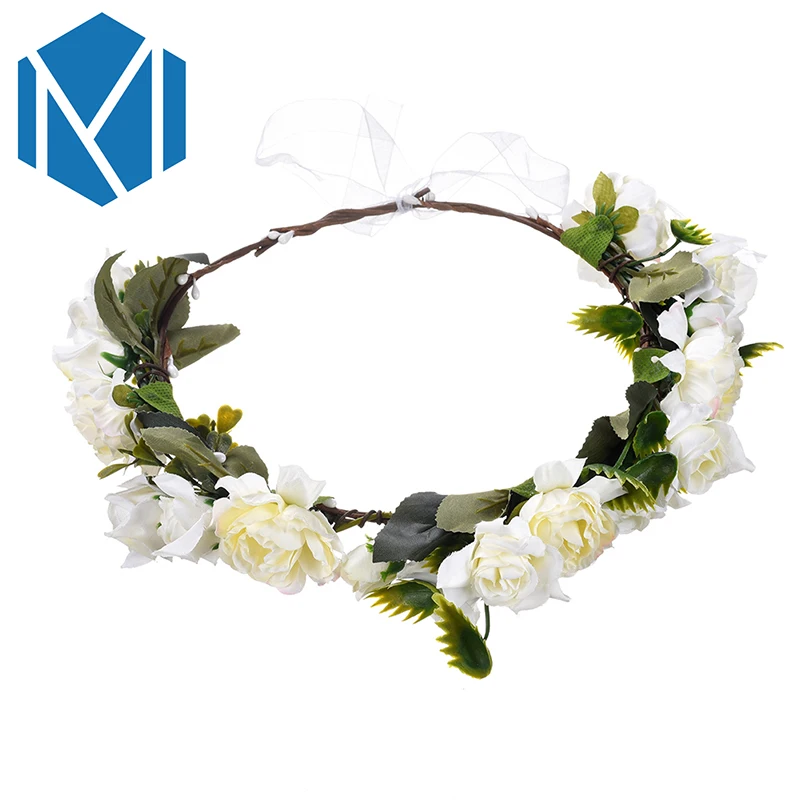 M MISM новый дизайн полный Блум головная повязка с розой девушки цветами и листьями