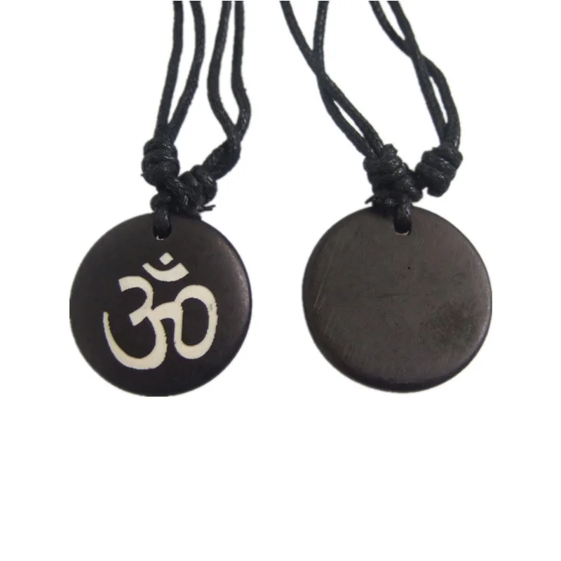 12pcs кость тибетского яка AUM OM символ йоги гравированный амулет Lucky кулон с